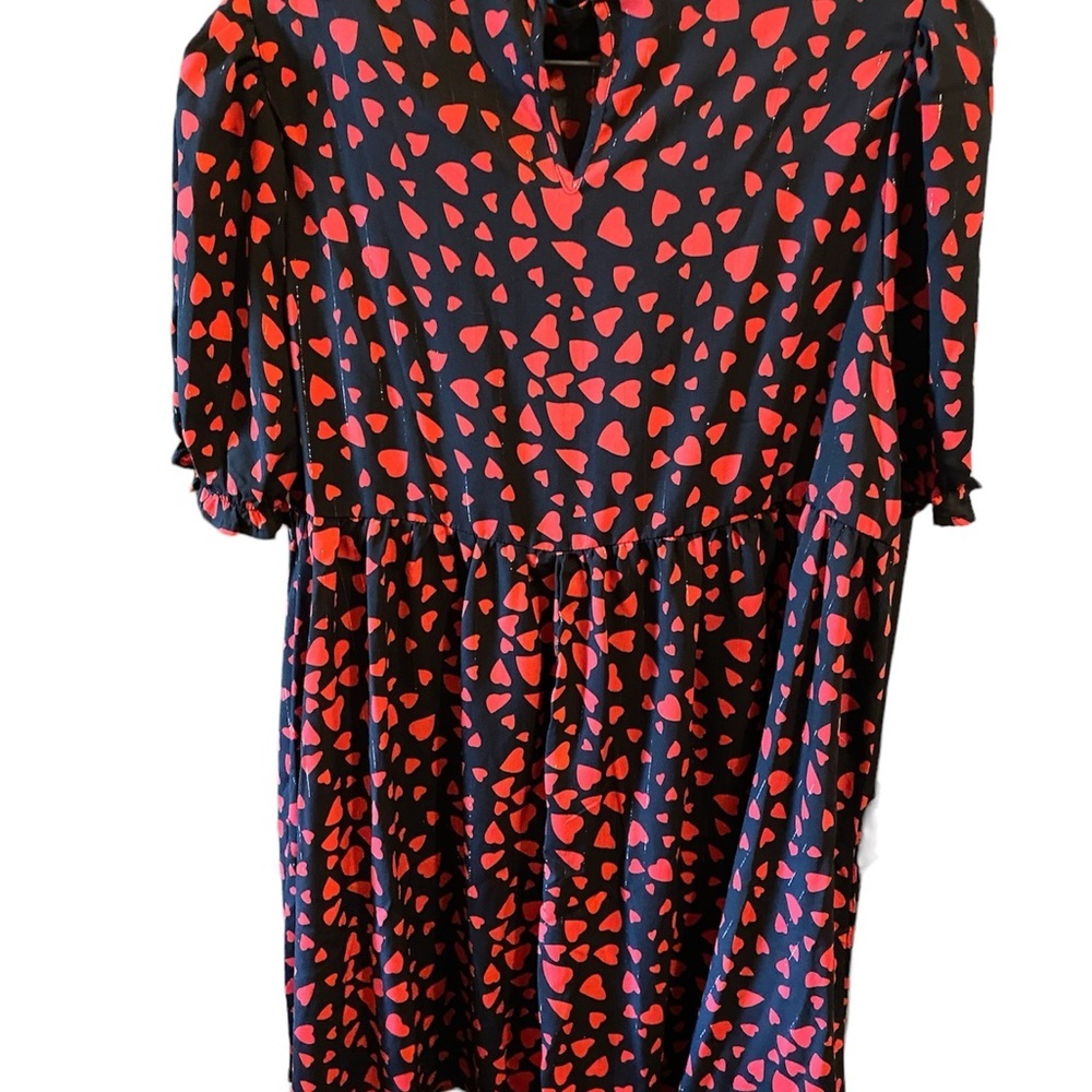 SHEIN COLLARD SHORT SLEEVE BLOUSON DRESS RED/BLK SZ XL - Picture 3 of 5